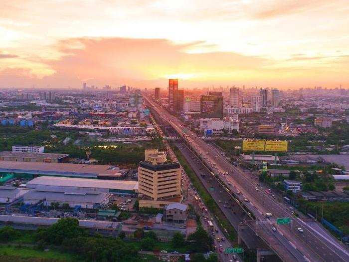 In Thailand, the Bang Na Expressway is a six-lane elevated highway that