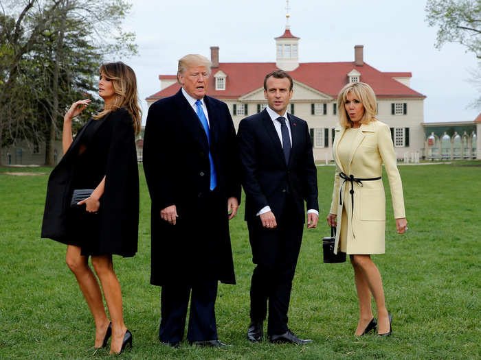 The two couples were caught preparing to have their picture taken at Mount Vernon, where they had dinner Monday night.