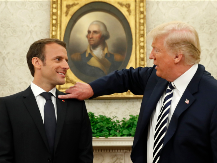 Though moments like Trump dusting dandruff off Macron