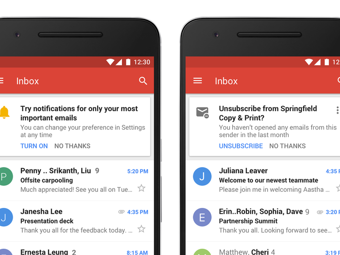 Gmail for smartphones is getting updates, too. For instance, a high-priority notifications setting ensures that you only get push alerts about the important messages. Otherwise, they