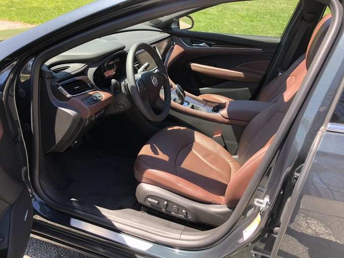 The interior was a comfy two-tone: black and chestnut leather.