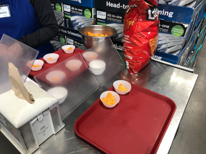 As we headed back to the cashier we noticed there were a few more stations set up to tempt customers into some last minute purchases. One of which, was well-known chips brand Doritos.