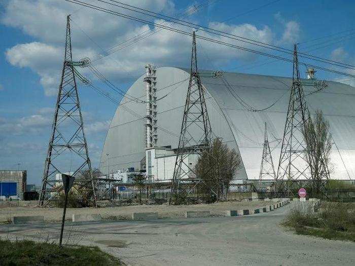 Here, the New Safe Confinement (NSC) structure that