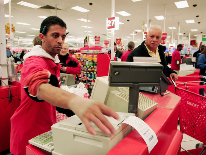 Target cashiers are motivated to do a speedy checkout