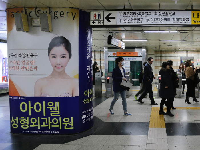 The overall pressure to be beautiful is so intense in South Korea that one in five women have gotten cosmetic surgery, according to data from International Society of Aesthetic Plastic Surgeons.