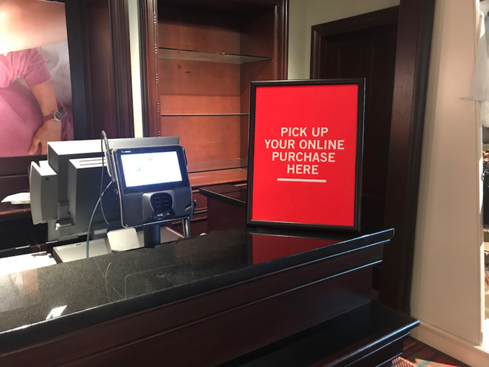 Its push into omnichannel is apparent in store with its "buy online pick up in store" services.