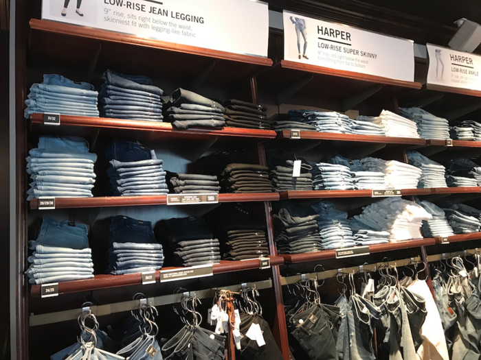 The denim section is easy to shop. One wall is stacked full of different styles and there was a buy-one-and-get-one-free offer available.