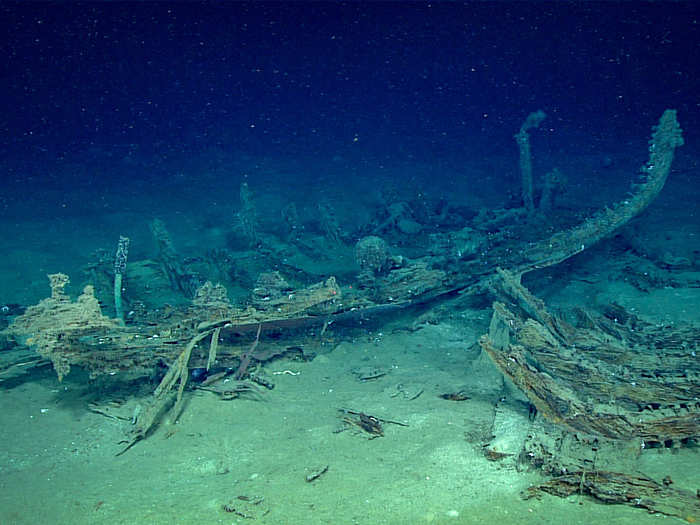 On the second day of the expedition, the researchers came across this unidentified shipwreck.