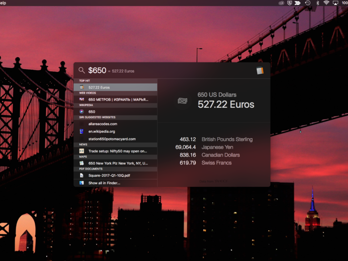 2. You can also use Spotlight as a calculator, or have it make currency conversions.