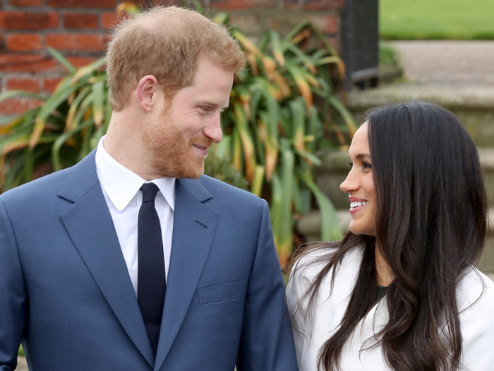 AGE 33: Prince Harry appears with fiancée Meghan Markle on the same day the couple announced their engagement to the world. After dating for a year and a half, they are set to marry in May.