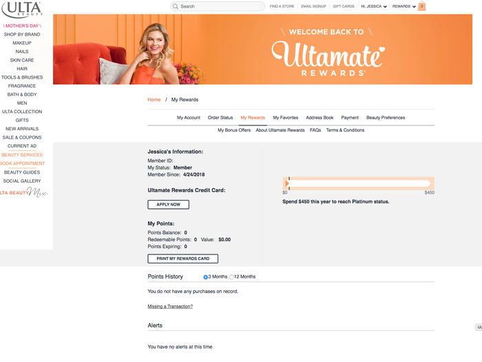 On the Ultamate Rewards homepage, you can see how many points you