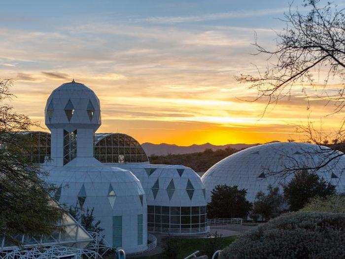 Farther west are other futuristic structures on the sprawling 40-acre campus.