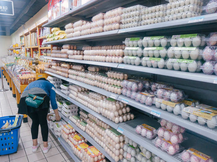 Walmart did have a very large section for eggs. Chinese consumers don