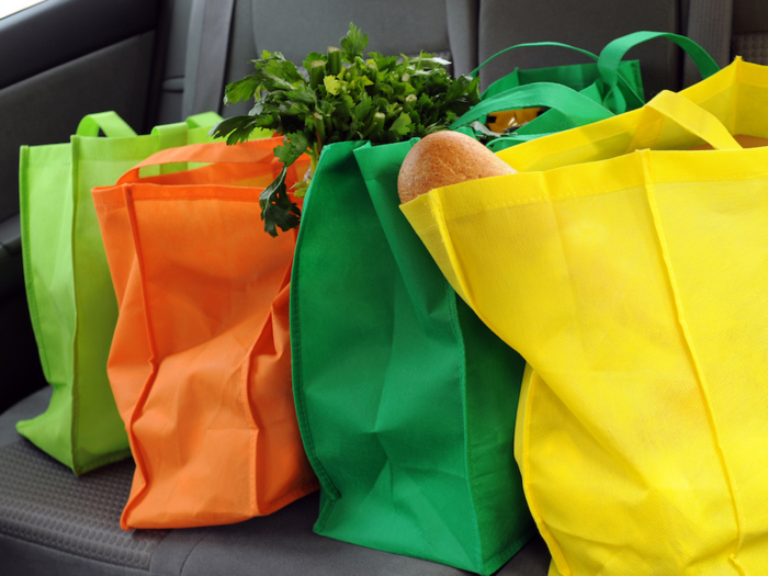 Bring your own reusable bag when you go to Target. For each bag you bring, you