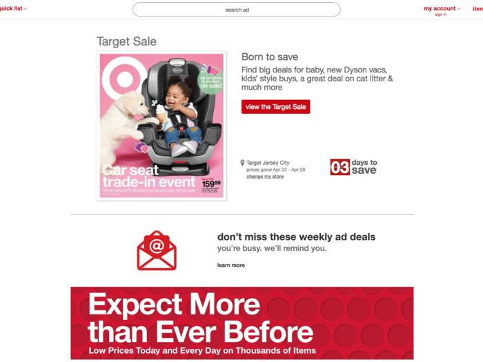 Target has a "weekly ad" on its website.