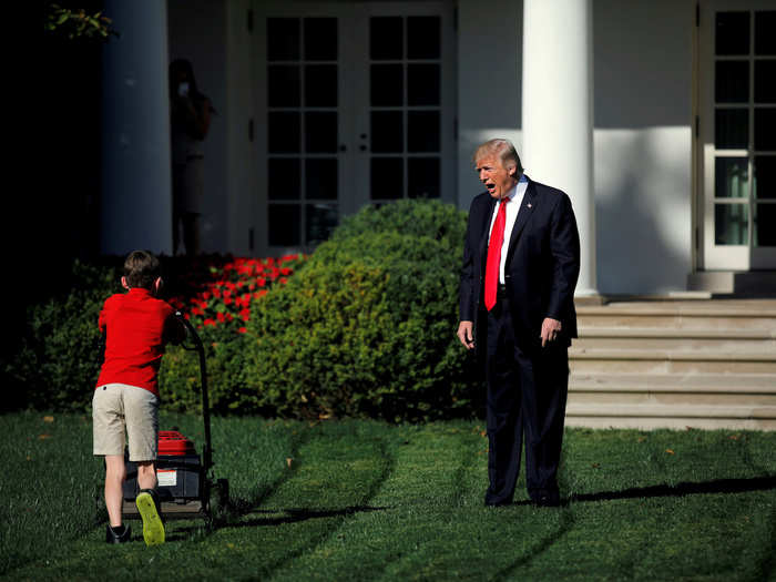 In September 2017, 11-year-old Frank Giaccio mowed the South Lawn after writing Trump a letter asking if the White House would be a client for his burgeoning lawn-care business.