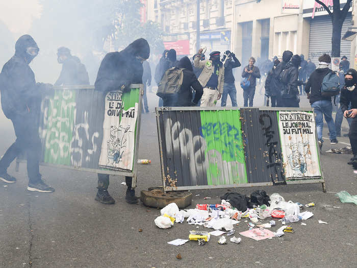 They formed their own barricade.