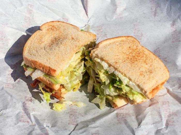 The avocado bacon club sandwich is a tad underwhelming — it means well, but the execution is about par the course for a gas station sandwich.