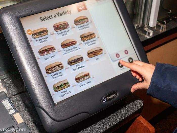 Most locations should have touchscreen menus that streamline the whole ordering process. The variety of sandwiches offered is fairly broad — hovering around 15 sandwiches or so.