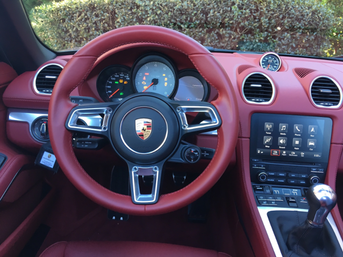 Inside, the Boxster is an exercise in Teutonic design and efficiency. The cabin is surprisingly roomy. A six foot, seven-inch tall individual was able to fit inside with the top up.