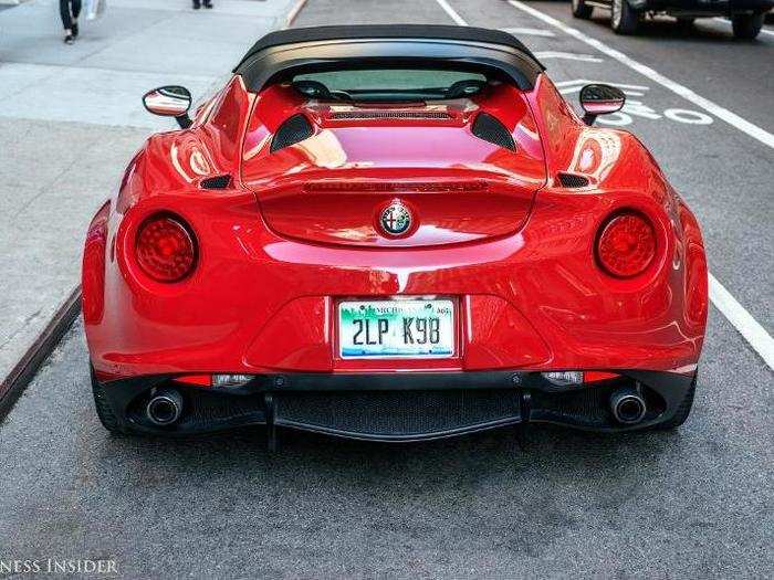 According to Alfa, the 2,500-ish 4C Spider can hit 60 mph in just 4.1 seconds and reach a top speed of 160 mph.