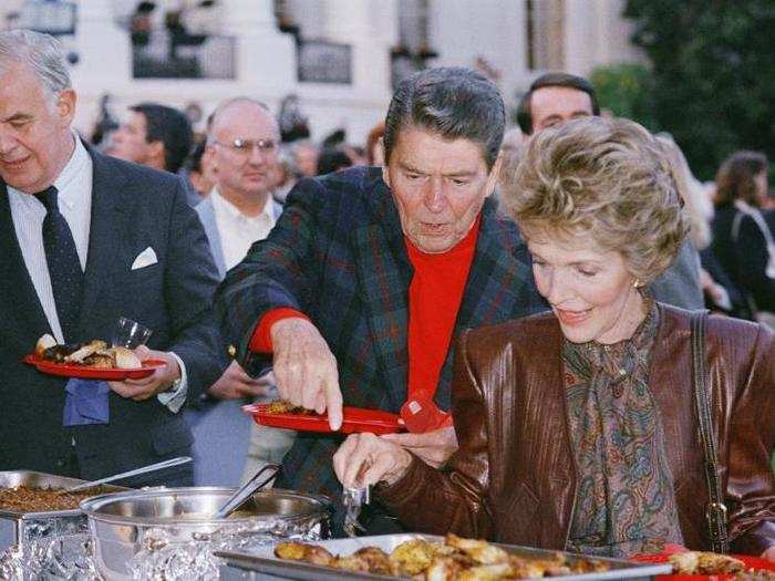 The Reagans also hosted picnics on the South Lawn.