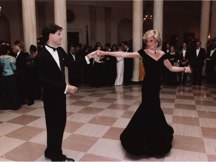 The dress she wore was called the "Travolta Dress." It sold at auction for over $362,000 in 2013.