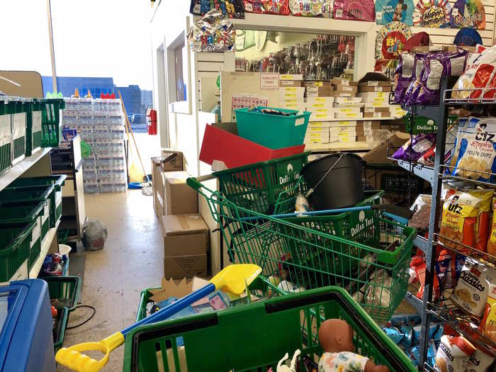 Elsewhere, the store was cluttered with abandoned carts and, of course, more boxes.