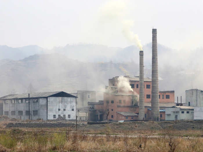 In Sinuiju you can see an array of what appear to be multiple dilapidated factories.