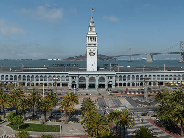 Today, the area (still called the Embarcadero) is a wide, palm-lined boulevard with light-rail tracks in the median. A former on-ramp was also redeveloped into 75 low-income housing units.