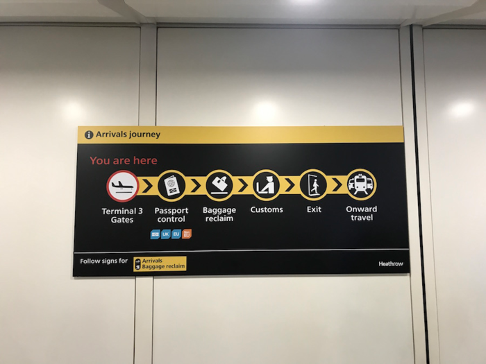 The first thing we note is that signs are prolific at Heathrow.