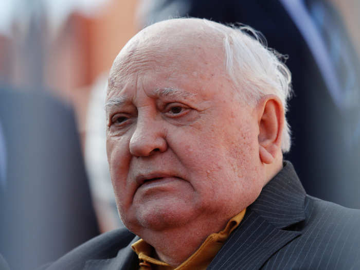 Old Soviet leaders attended as well. Here is Mikhail Gorbachev, the last leader of the USSR.