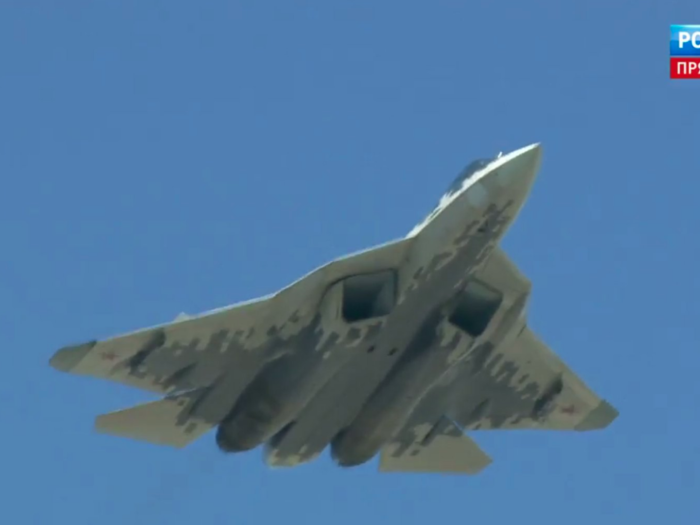 The new Su-57 stealth fighter also made its debut over the skies of Moscow. The new hardware has recently been active in Syria.