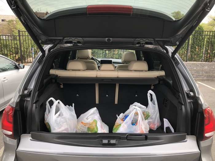 The cargo hold provides 34 cubic feet of space without dropping the rear seats. More than adequate for grocery store runs.