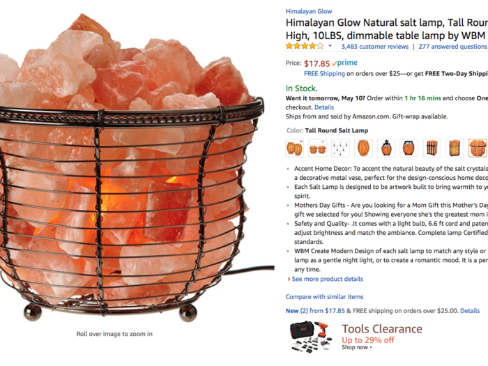 Home Depot and Amazon are both selling this Himalayan salt lamp, but it