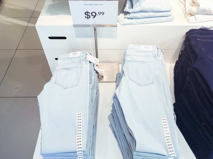 There were $10 jeans placed by the front of the store as well. H&M was certainly cheap, selling a lot of basics like jeans, t-shirts, and sweaters at low prices.