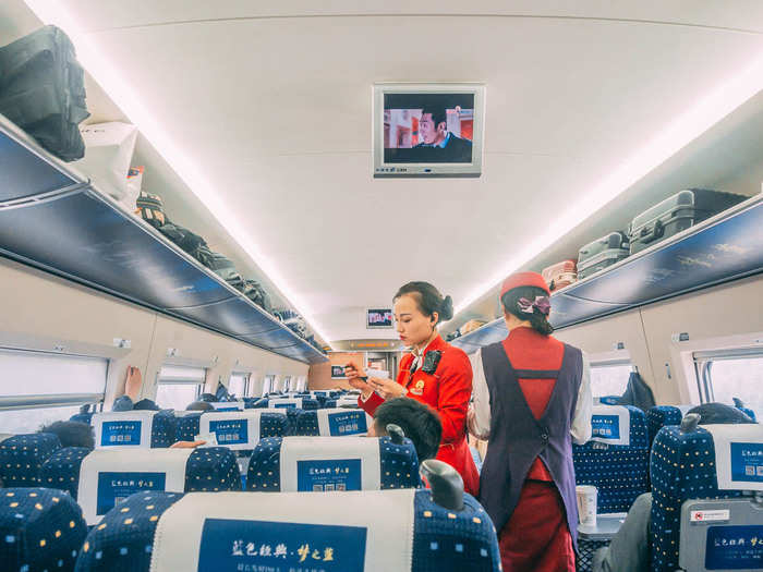 Most "bullet trains" have a dining car, but it