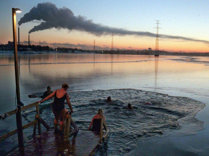 Most people in Finland take weekly (or even daily) saunas, and the ceremonious dip in cold water afterwards is good for their waistlines.