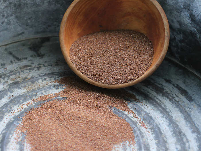 The sourdough injera is made from red teff, a gluten-free grain.