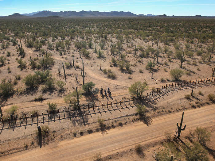 The small barriers intersect much of the Cabeza Prieta National Wildlife Refuge and the Tohono O