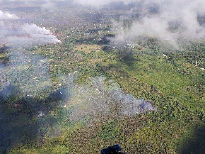 The Hawaiian Volcano Observatory reports the fissure erupted east of the Puna Geothermal Venture plant and northeast of the Lanipuna Subdivision.