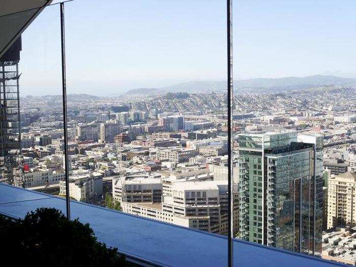 The Sky Lounge on the 52nd floor separates the building