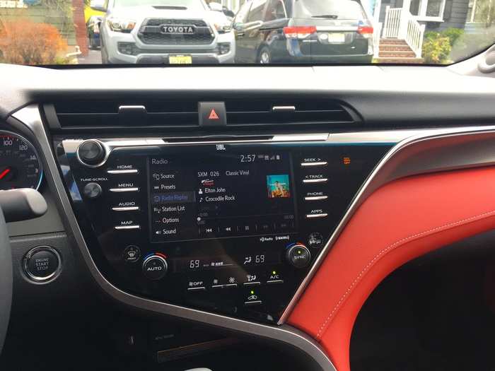 The 8-inch touchscreen runs the latest version of Toyota
