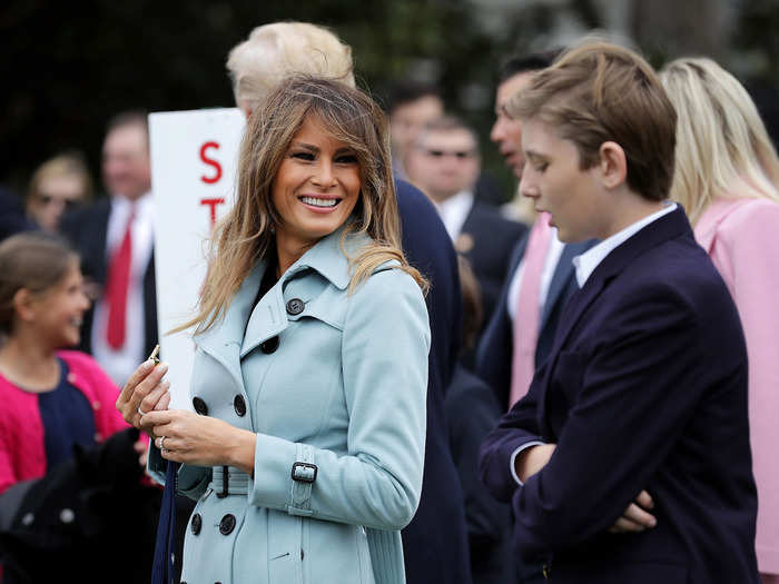 Trump then gets their 12-year-old son, Barron, ready for school, which often entails ensuring he has his homework in his backpack.