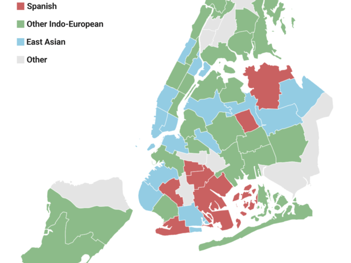 In most neighborhoods, neither English nor Spanish is the third most commonly spoken language.