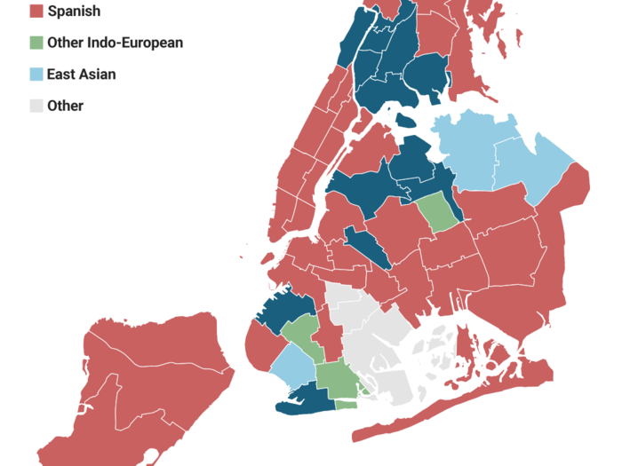 The second most commonly spoken language in most neighborhoods is Spanish.