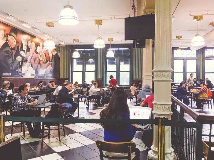 Almost every seat in the café was taken up by people reading, working, and meeting up. It was easily the busiest part of the store.