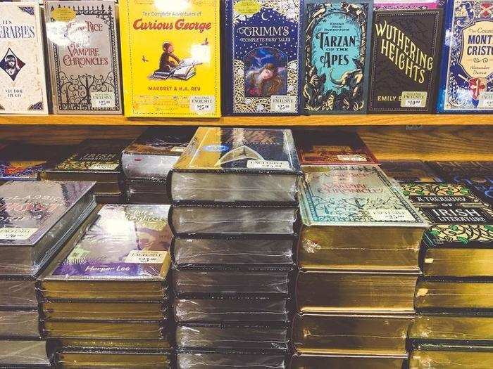 There was also a table of collectible editions of classic novels, fairy tales, and children