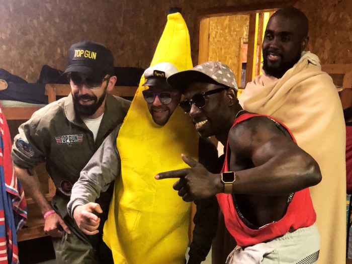 After wrapping up dinner, it was time for "Movie Night," a costume-themed party where campers were all dressed as movie characters of their choice. Here are four of my amazing, goofy bunkmates in their garb.