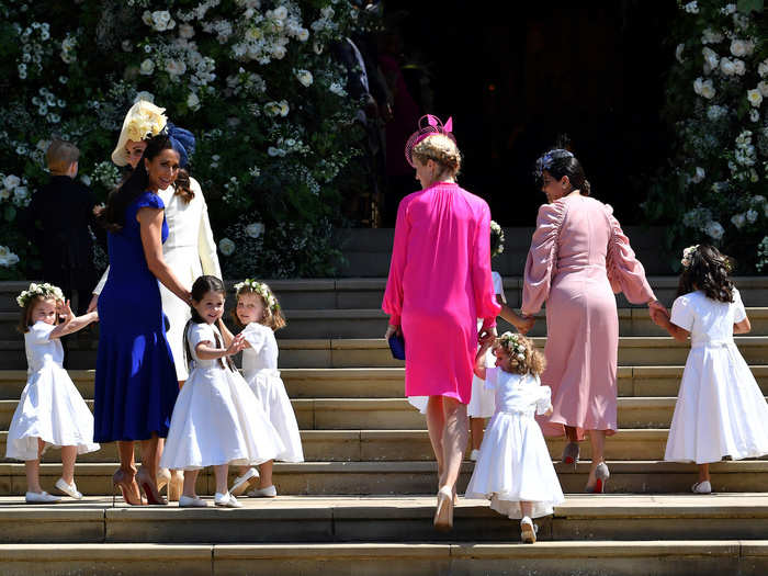 Meghan was preceded by her bridal party, including Prince George and Princess Charlotte.